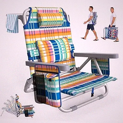 Beach Chair, Adjustable 5-Position Backpack Beach Chairs for Adults Kids