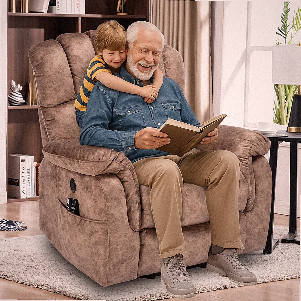 Dual Motor Electric Recliner Chair Oversized Power Lift Chair w/ Massage & Heat