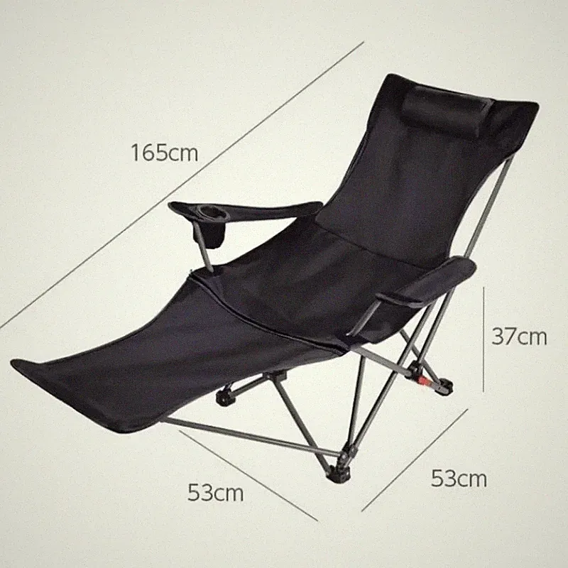 Folding Recliner Portable Camping Chair with Adjustable Backrest and Cotton-Fill