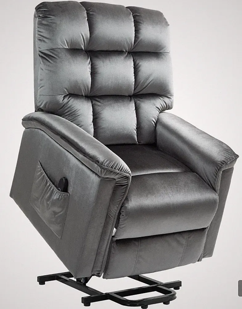 HOMCOM Velvet-Feel Electric Lift Recliner Chair - Dark Grey