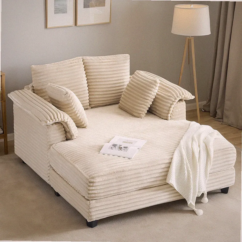 Oversized Chaise Lounge Chair Indoor 60 Inch Upholstered Sofa Bed W/ Armrests