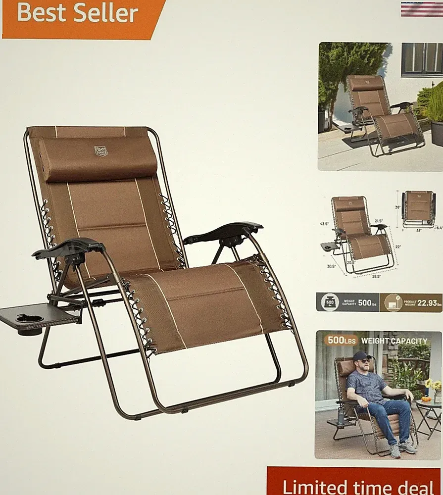 Relax in Style: XXL Zero Gravity Recliner with 500lbs Capacity & Foldable Design