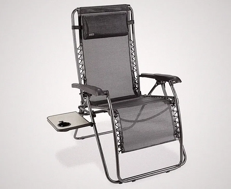 Uline S-21001 Zero Gravity Chair & Recliner Steel Tube Frame with Side Table