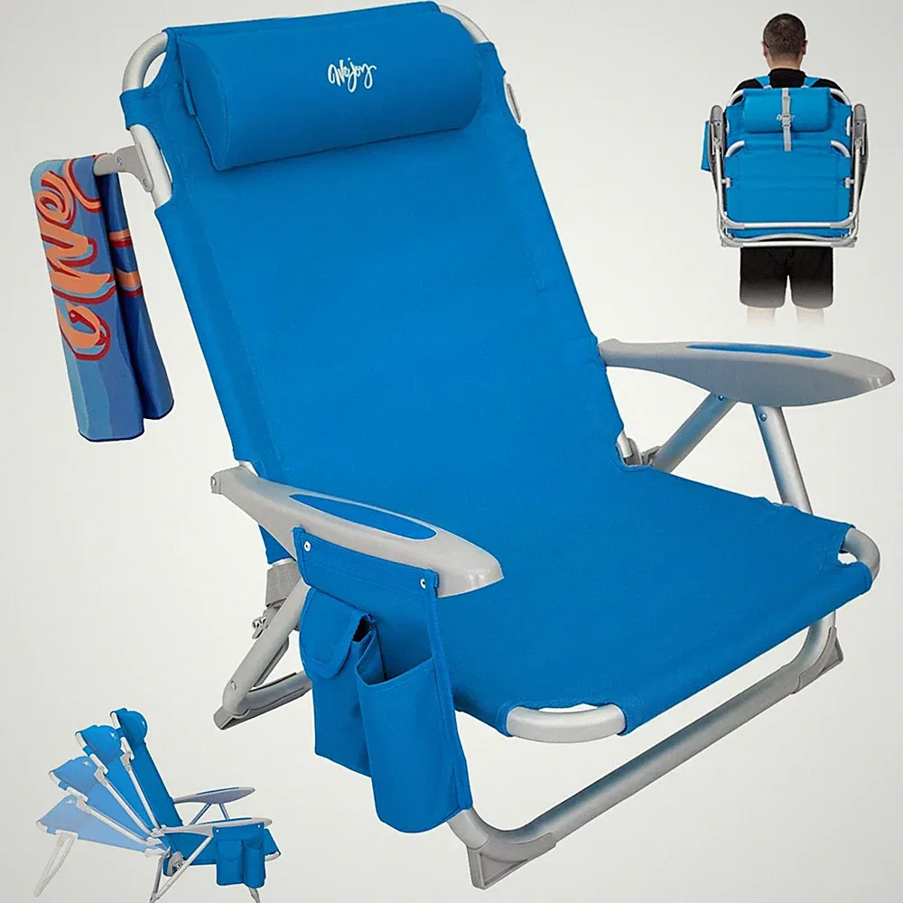 #WEJOY Beach Chair for Adults, Reclining Adjustable Oversized, #C 1 Pack Blue
