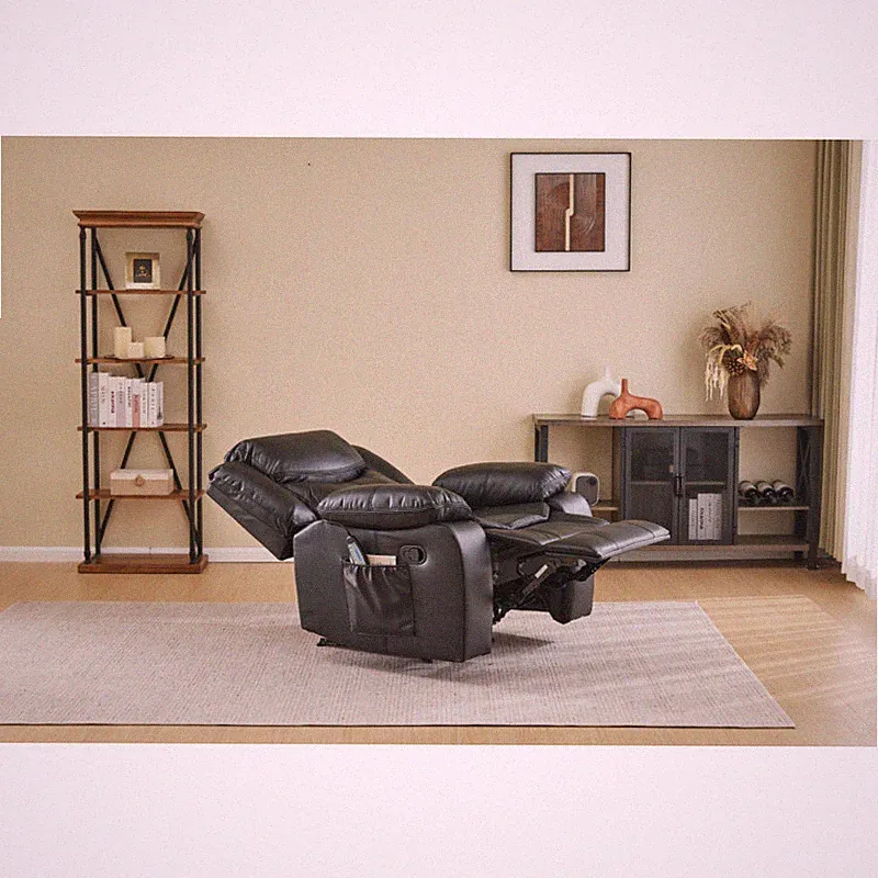 Zero Gravity Air Leather Recliner Chair with Heat & Vibration Black 41.3x35.4x37