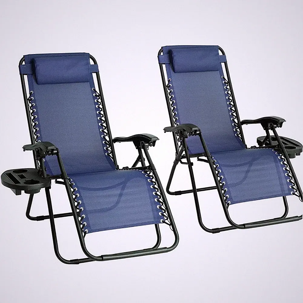 Zero Gravity Chair 2 Reclining Sun Loungers Outdoor Garden Folding Adjustable