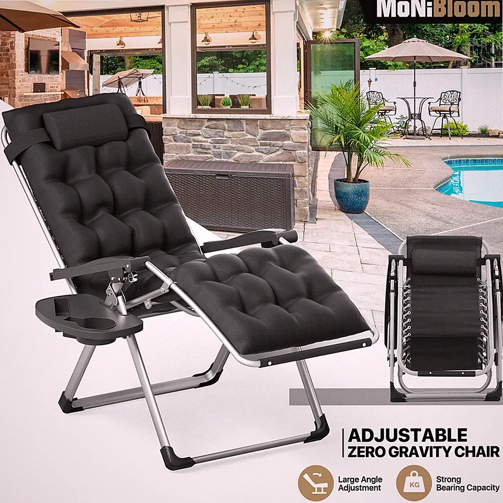 Zero Gravity Chair Foldable Outdoor Recliner Lounge Chaise w/Detachable Cushion