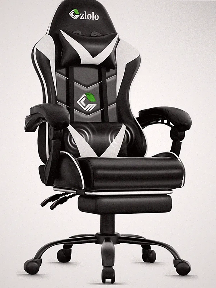 Zlolo Gaming Chair Ergonomic Recliner with Massage and Adjustable Footrest